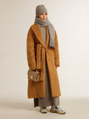 Golden Goose Gray melange ribbed woolen dress with high neck
