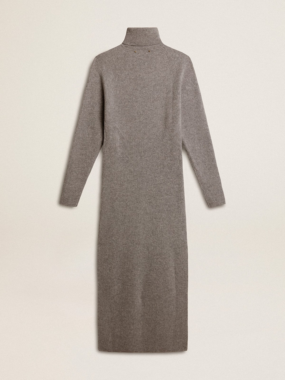 Golden Goose Gray melange ribbed woolen dress with high neck
