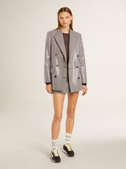 Golden Goose Women's gray mini shorts in houndstooth wool