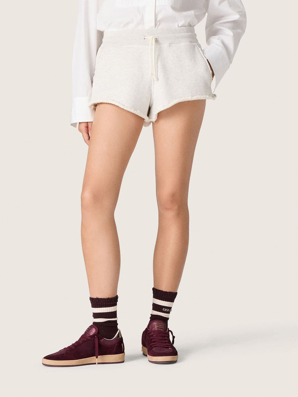 Golden Goose Star women’s shorts in gray melange fleece