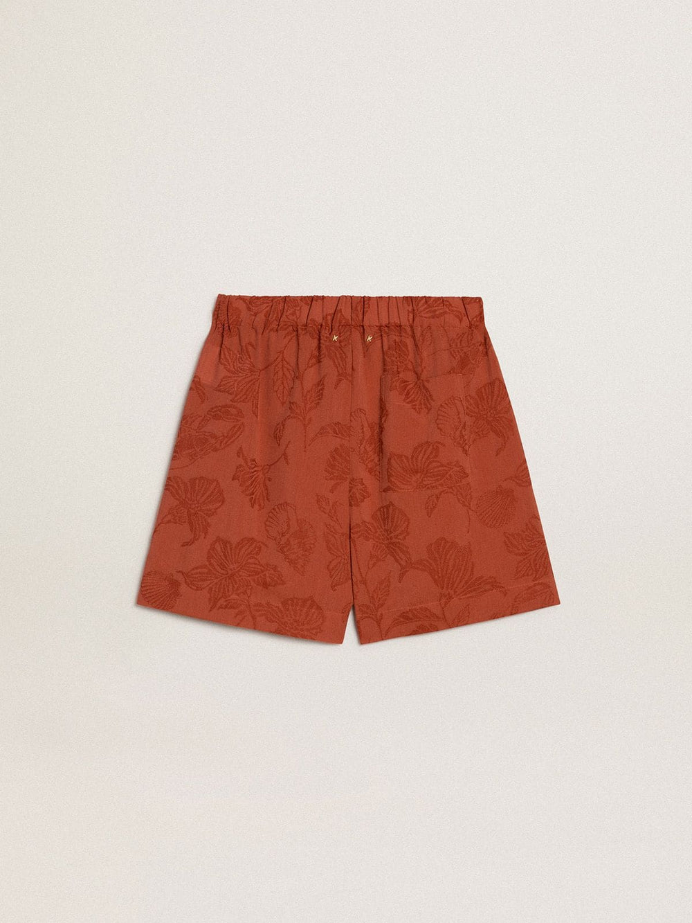 Golden Goose Women's shorts in brick-red jacquard with marine floral pattern