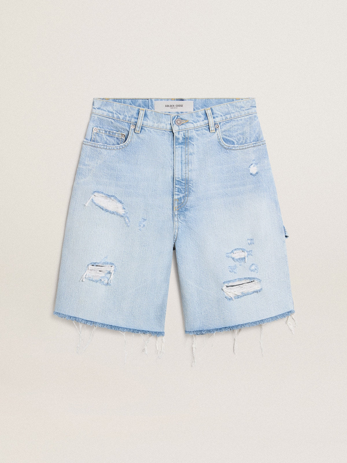 Golden Goose Women's Bermuda shorts in lived-in effect denim