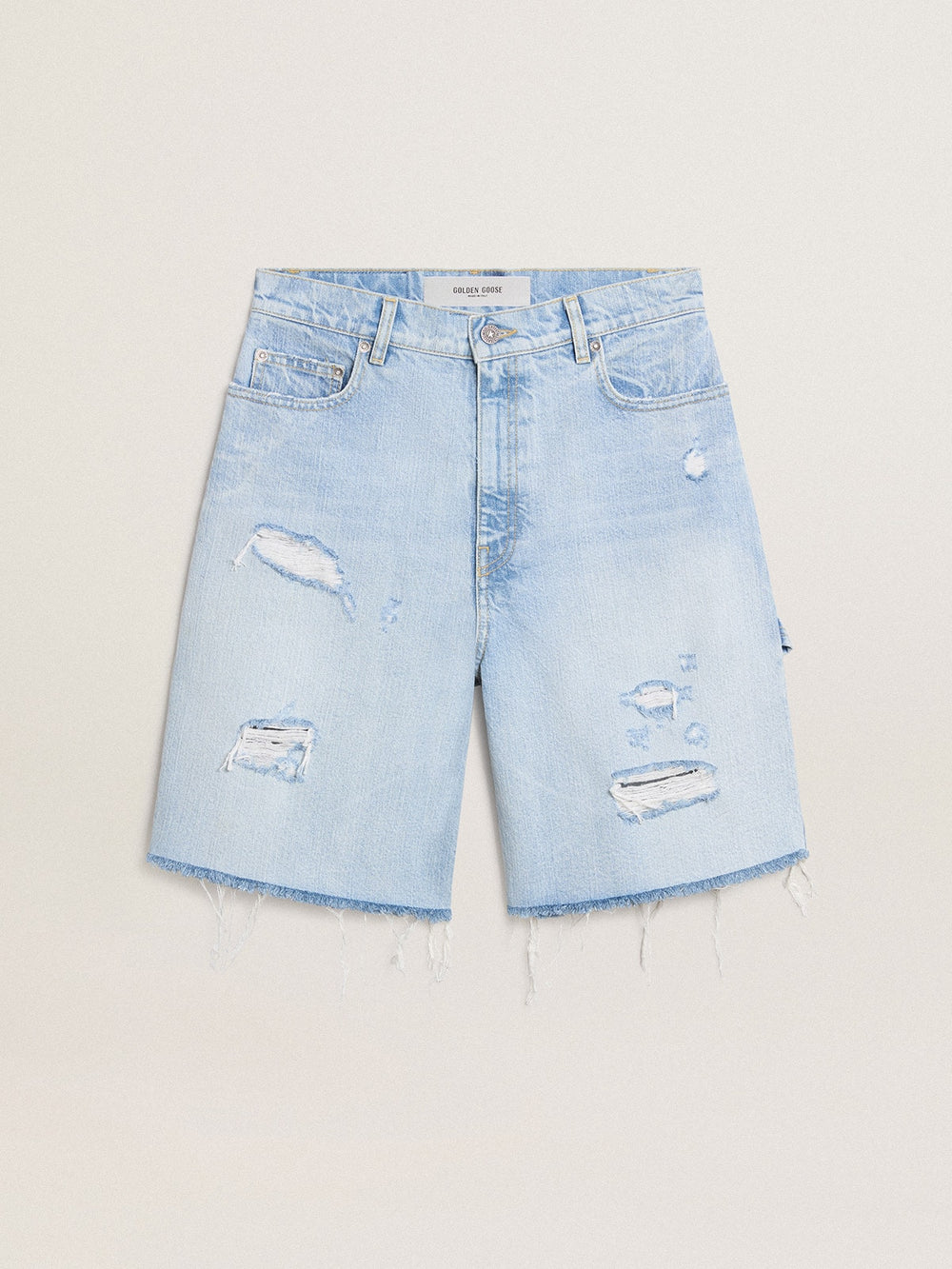Golden Goose Women's Bermuda shorts in lived-in effect denim