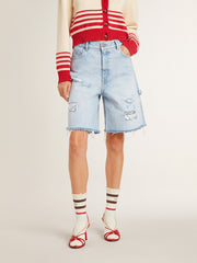 Golden Goose Women's Bermuda shorts in lived-in effect denim