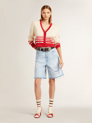 Golden Goose Women's Bermuda shorts in lived-in effect denim