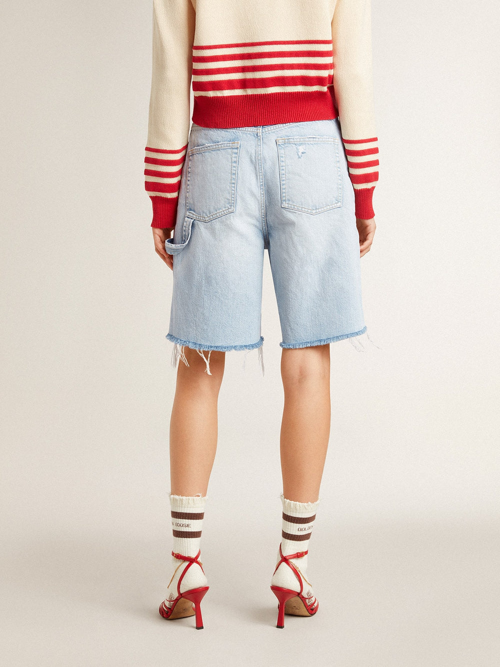 Golden Goose Women's Bermuda shorts in lived-in effect denim