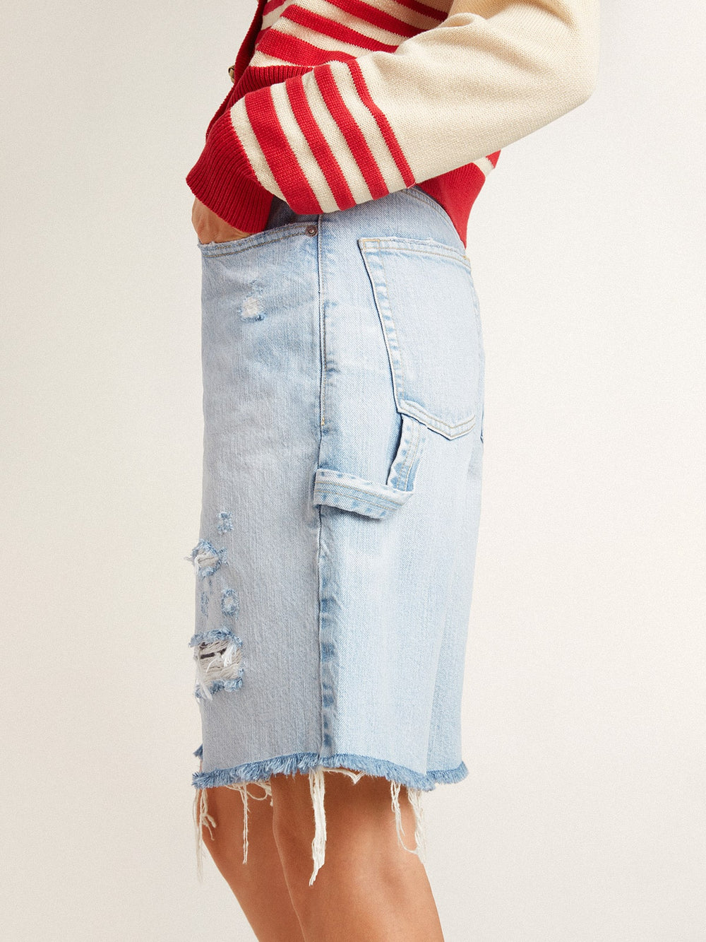 Golden Goose Women's Bermuda shorts in lived-in effect denim