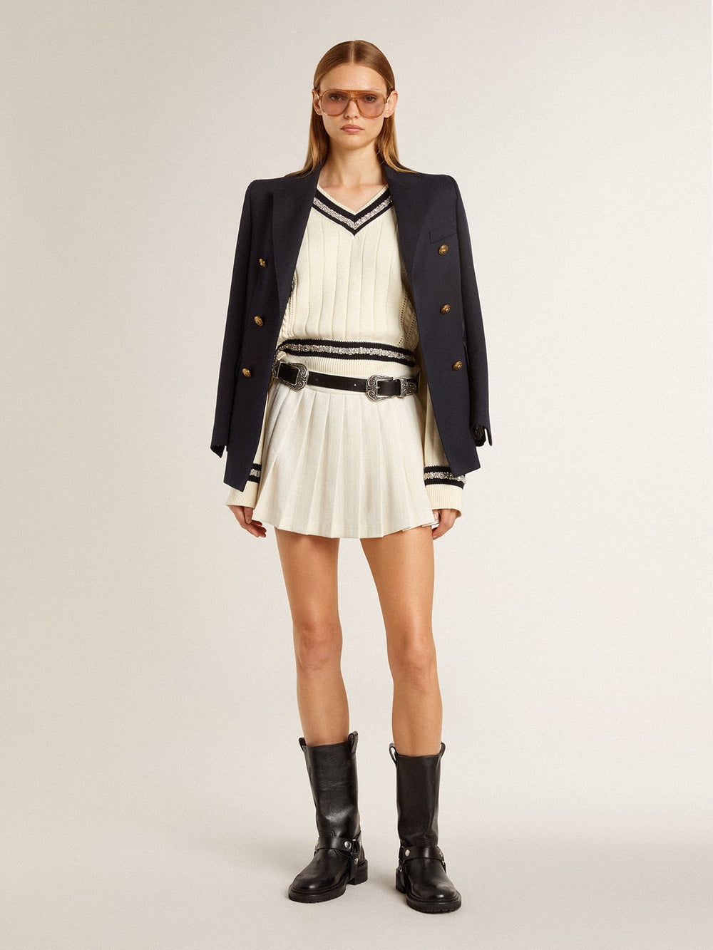 Golden Goose White pleated Star miniskirt