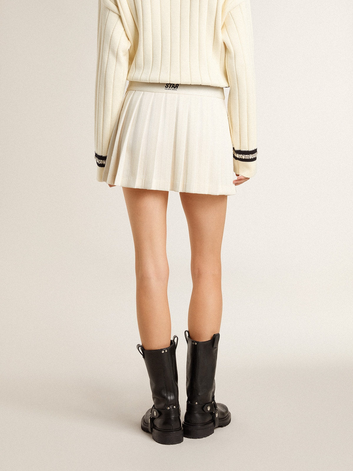 Golden Goose White pleated Star miniskirt