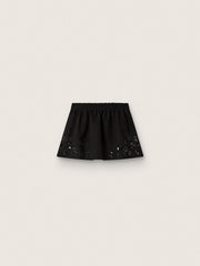 Golden Goose Women’s miniskirt in black cotton twill with floral sequin embroidery