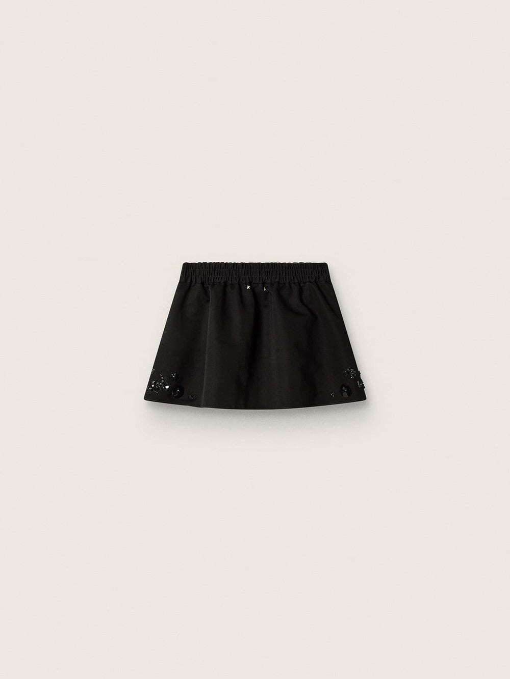 Golden Goose Women’s miniskirt in black cotton twill with floral sequin embroidery