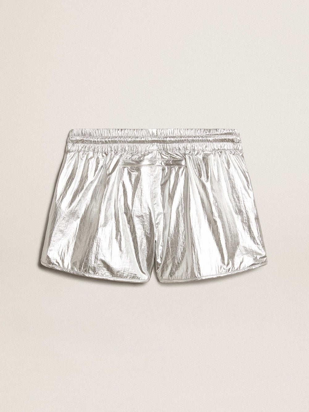 Golden Goose Women’s running shorts in silver fabric