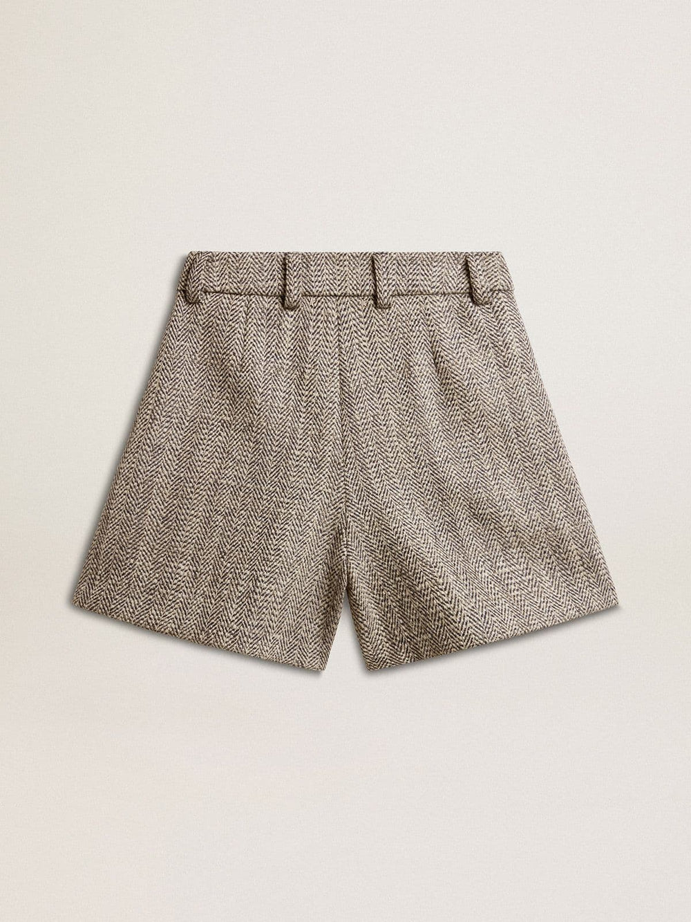 Golden Goose Women’s ecru brown shorts in herringbone wool