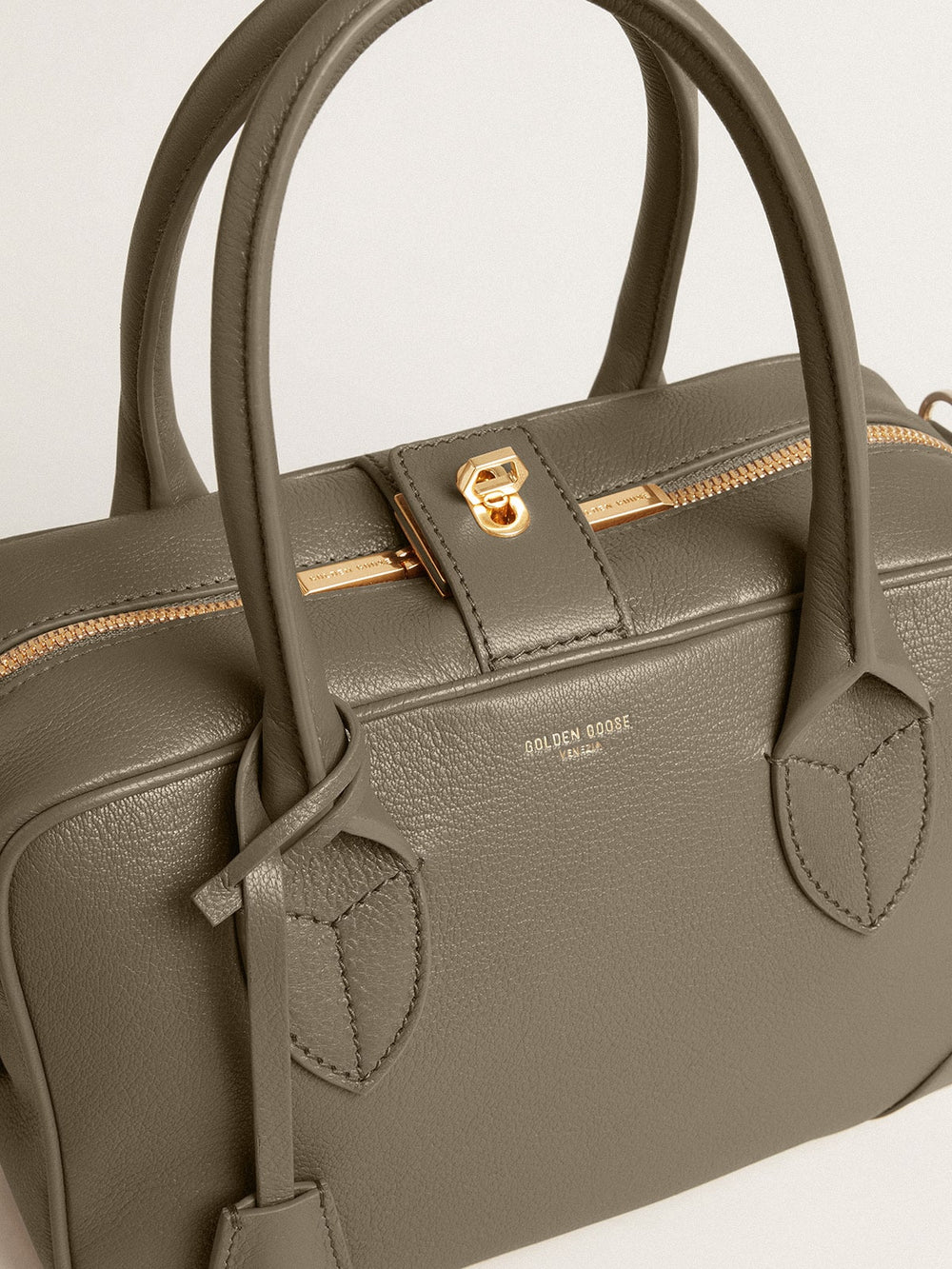 Golden Goose Vita Bag in sage-green leather with gold details
