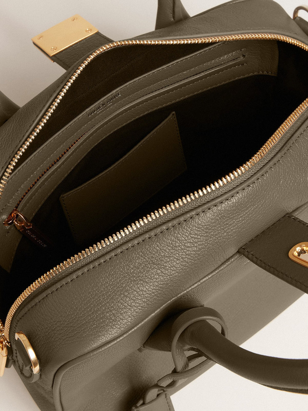 Golden Goose Vita Bag in sage-green leather with gold details