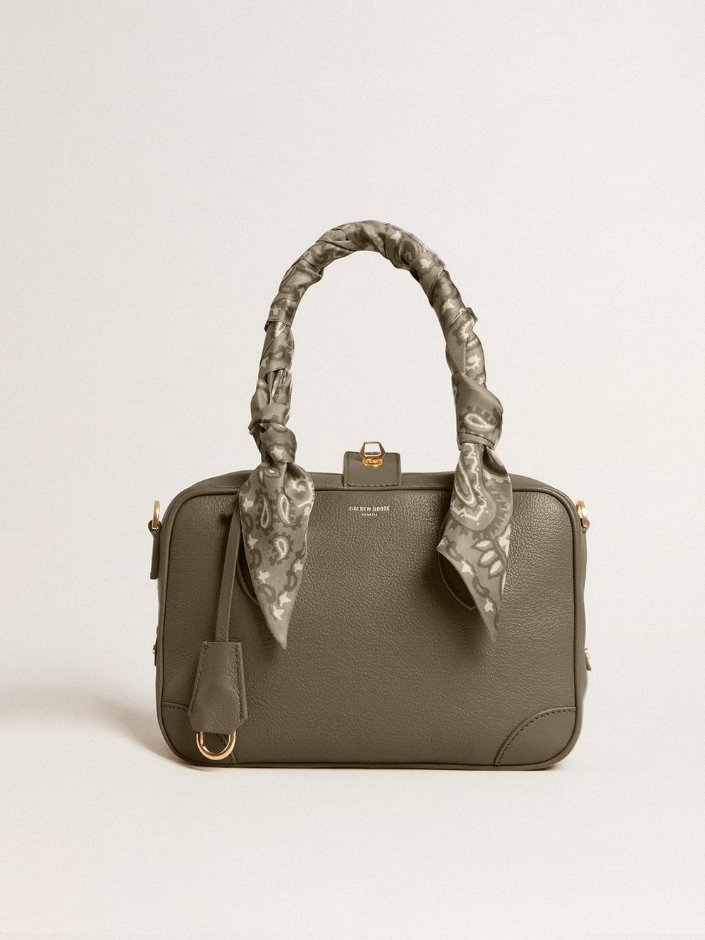 Golden Goose Vita Bag in sage-green leather with gold details