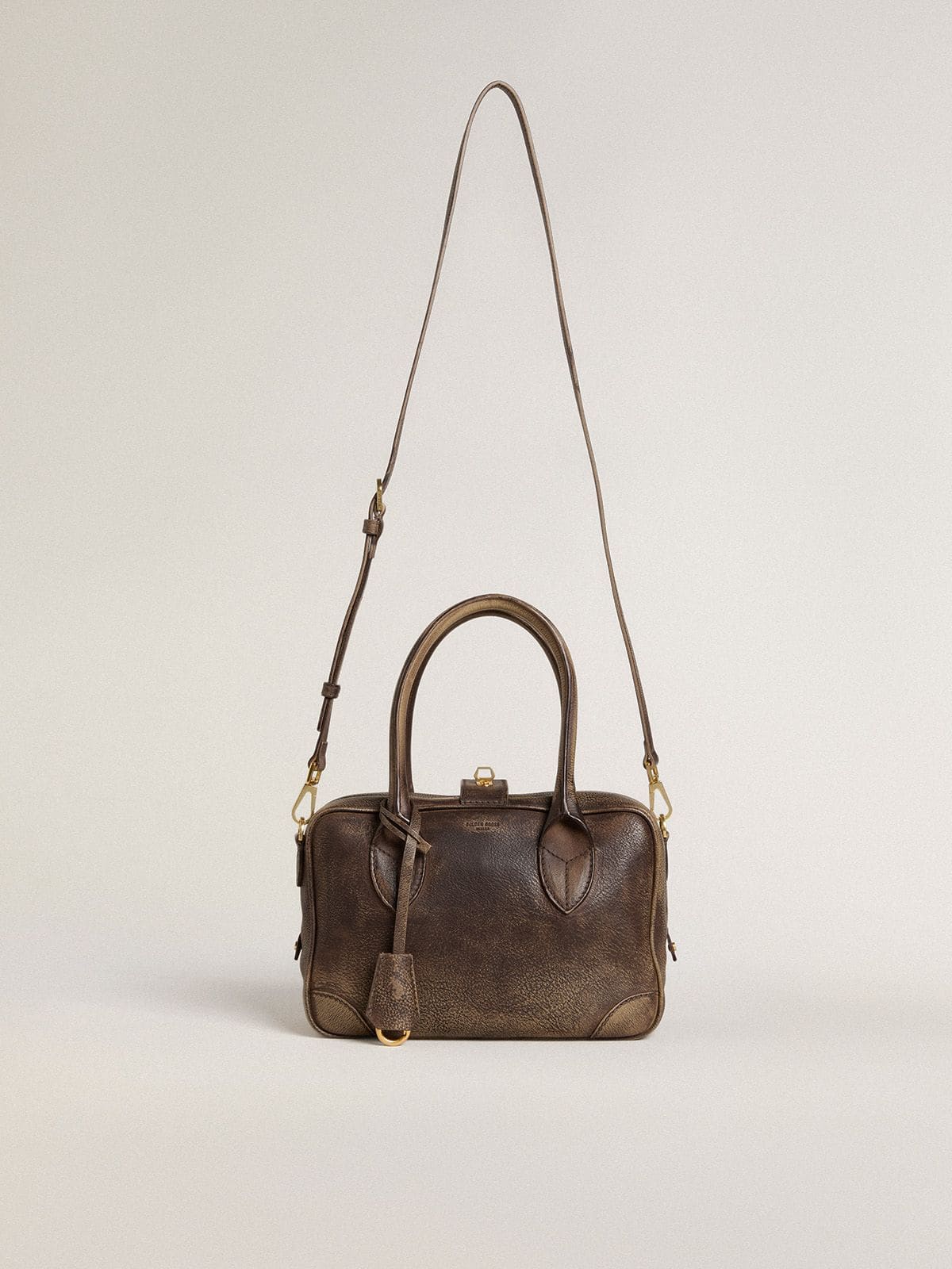 Golden Goose Vita Bag in brown vintage leather with gold details