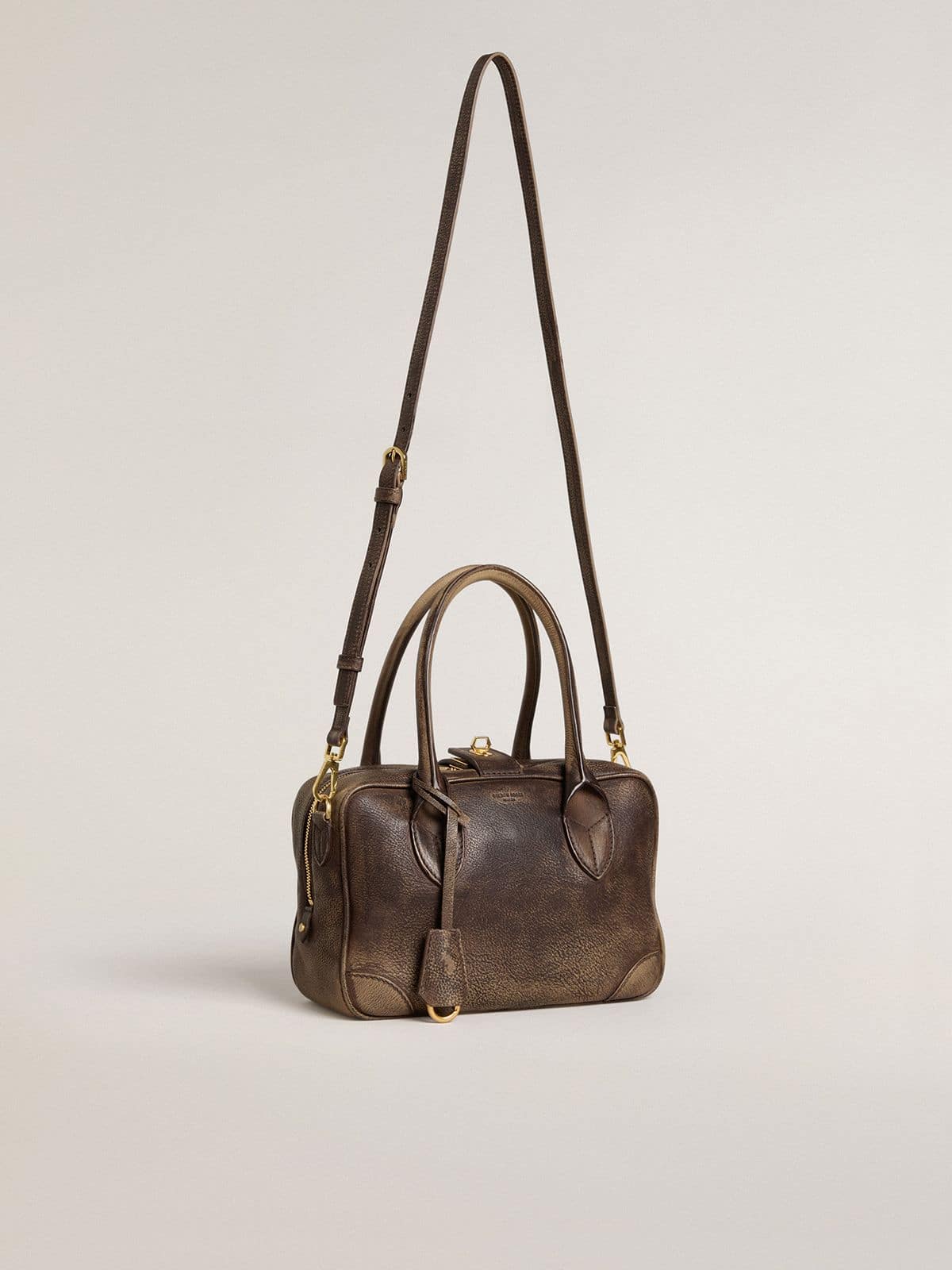Golden Goose Vita Bag in brown vintage leather with gold details