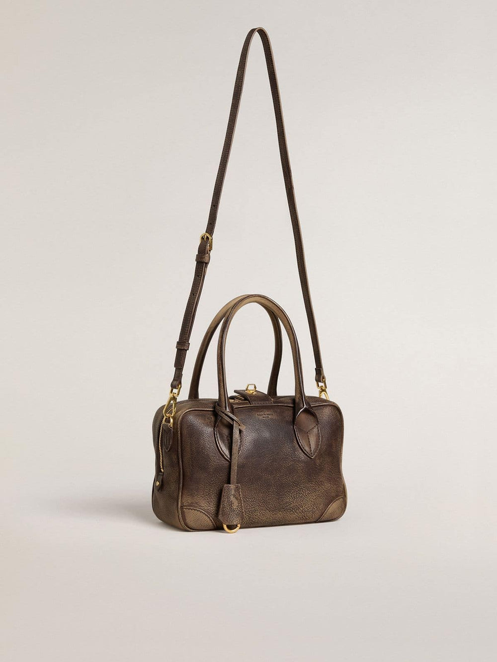 Golden Goose Vita Bag in brown vintage leather with gold details