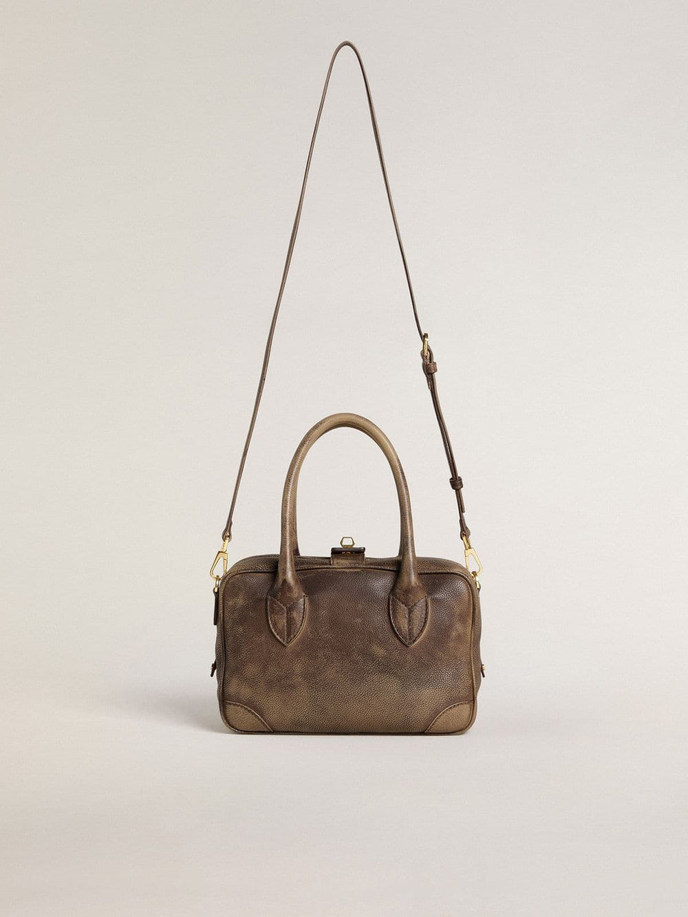 Golden Goose Vita Bag in brown vintage leather with gold details