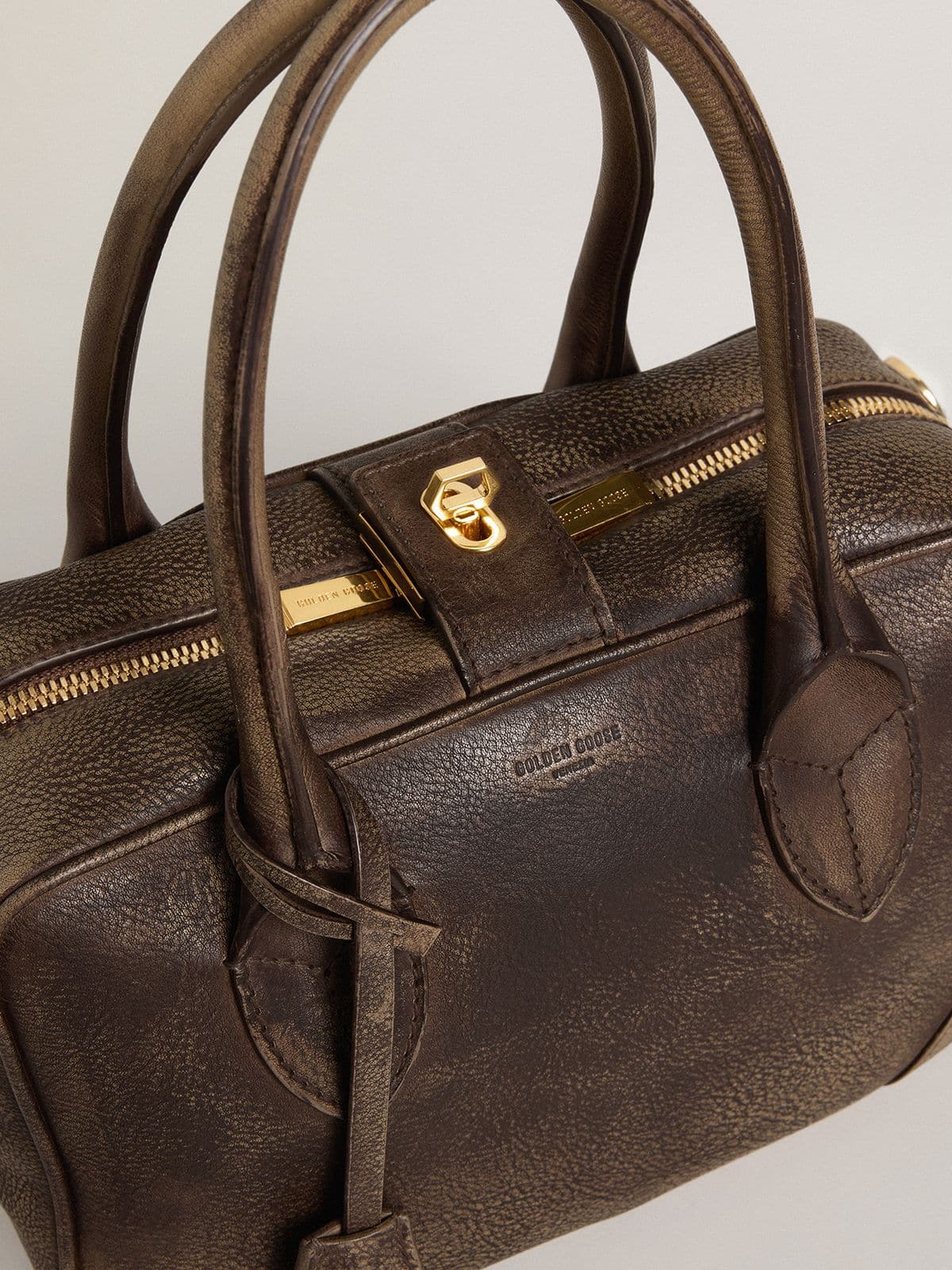 Golden Goose Vita Bag in brown vintage leather with gold details