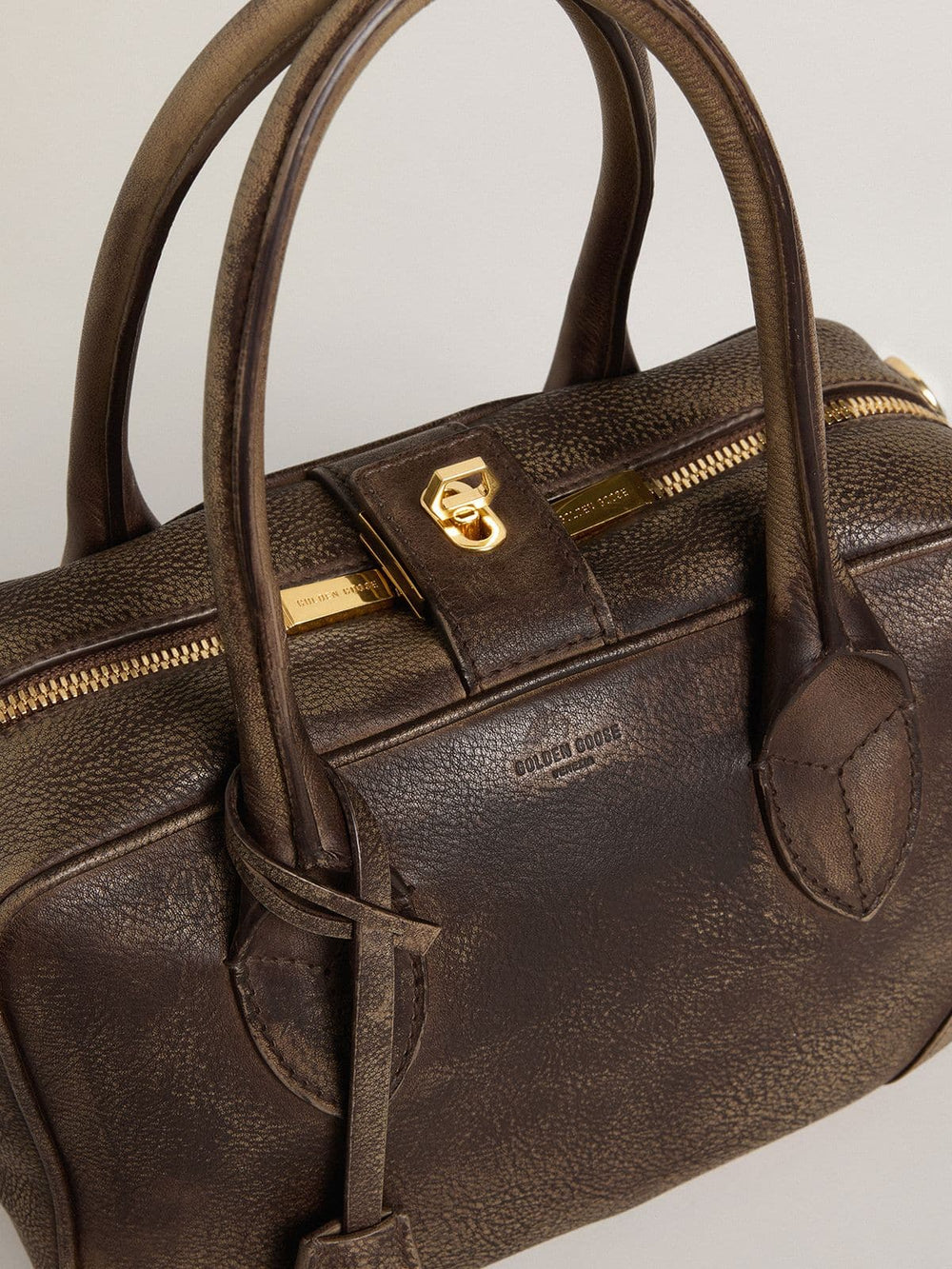 Golden Goose Vita Bag in brown vintage leather with gold details