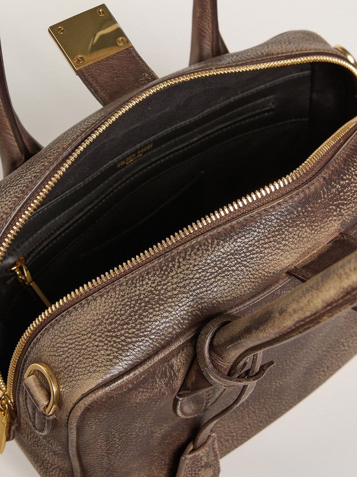 Golden Goose Vita Bag in brown vintage leather with gold details
