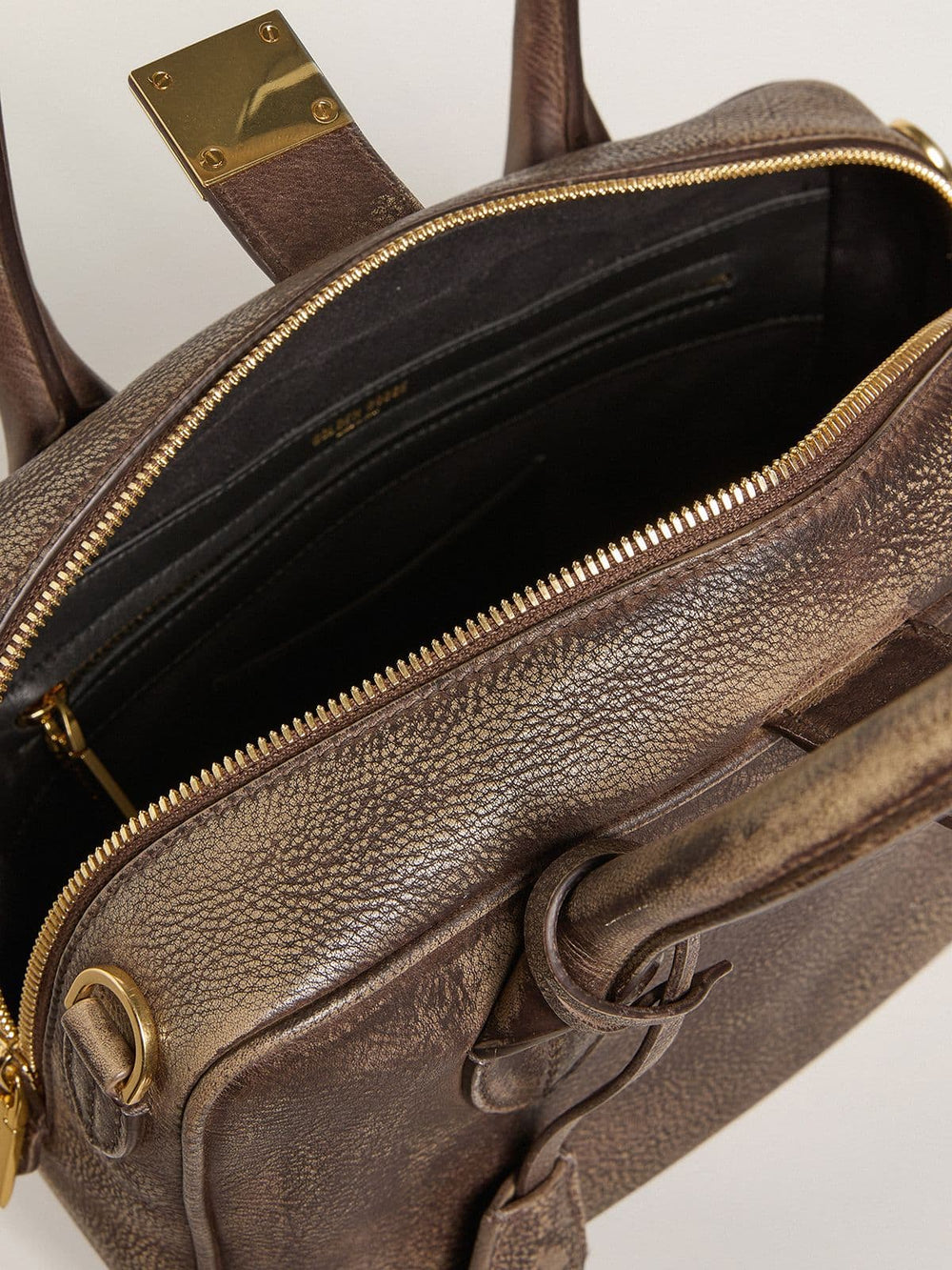 Golden Goose Vita Bag in brown vintage leather with gold details