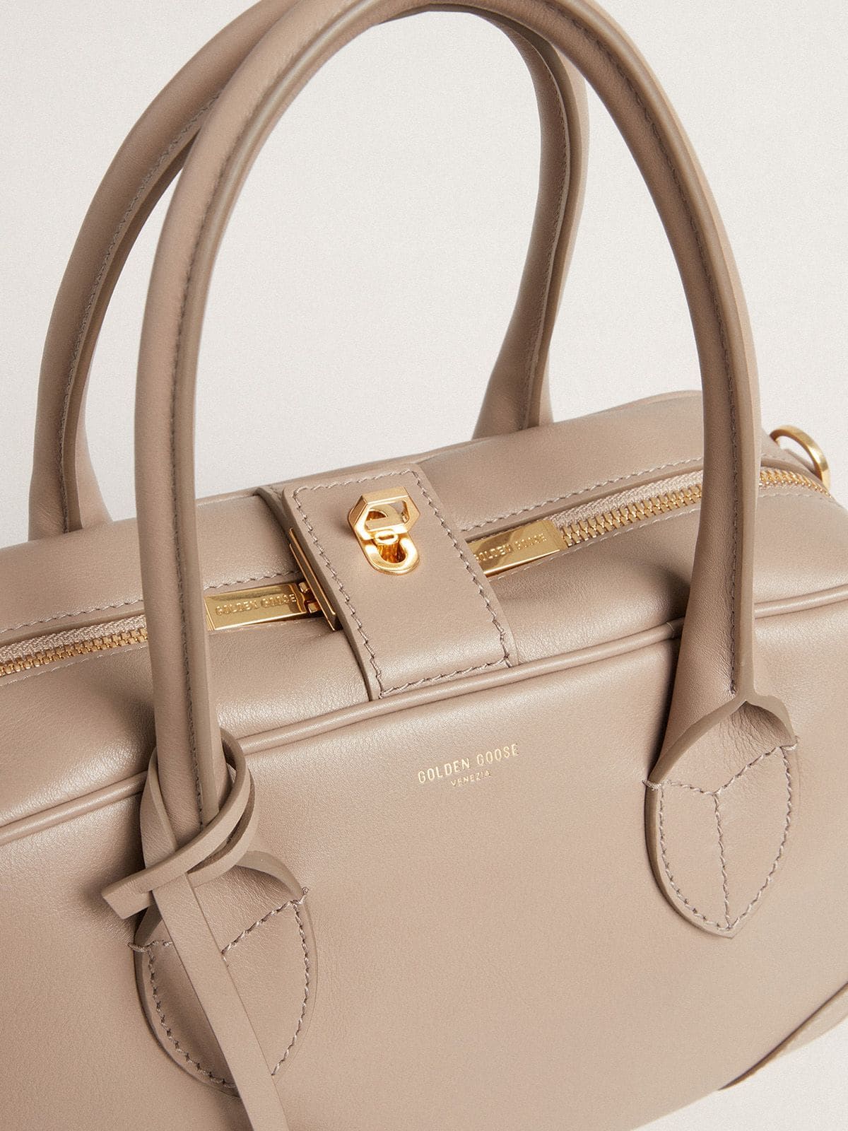 Golden Goose Vita Bag in taupe leather with gold details