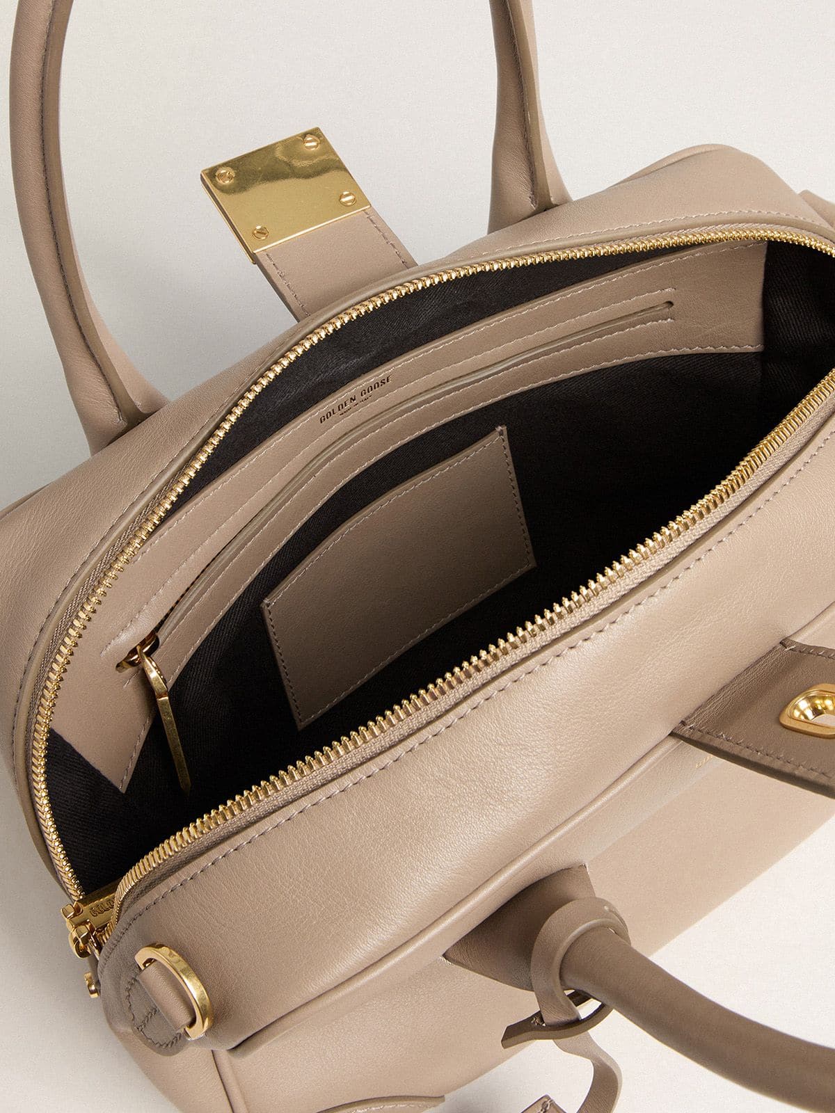 Golden Goose Vita Bag in taupe leather with gold details