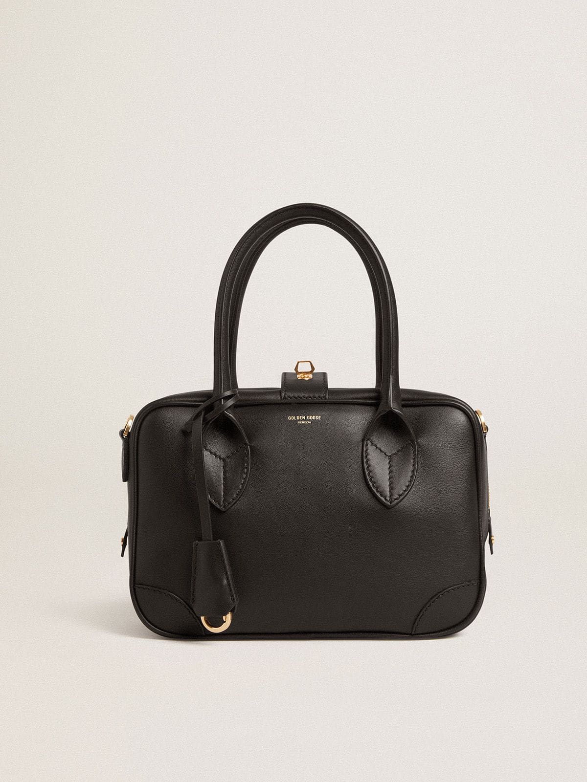 Golden Goose Vita Bag in smooth black leather with gold details