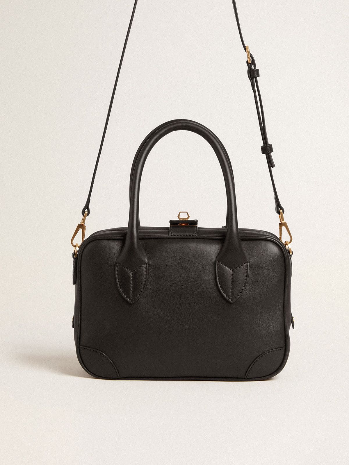 Golden Goose Vita Bag in smooth black leather with gold details