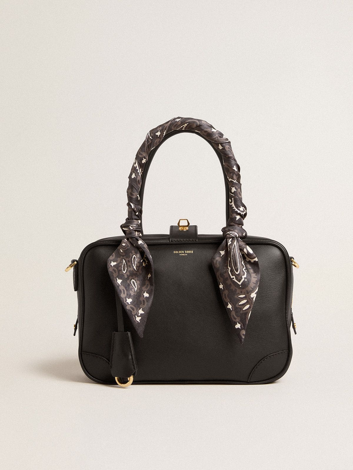Golden Goose Vita Bag in smooth black leather with gold details