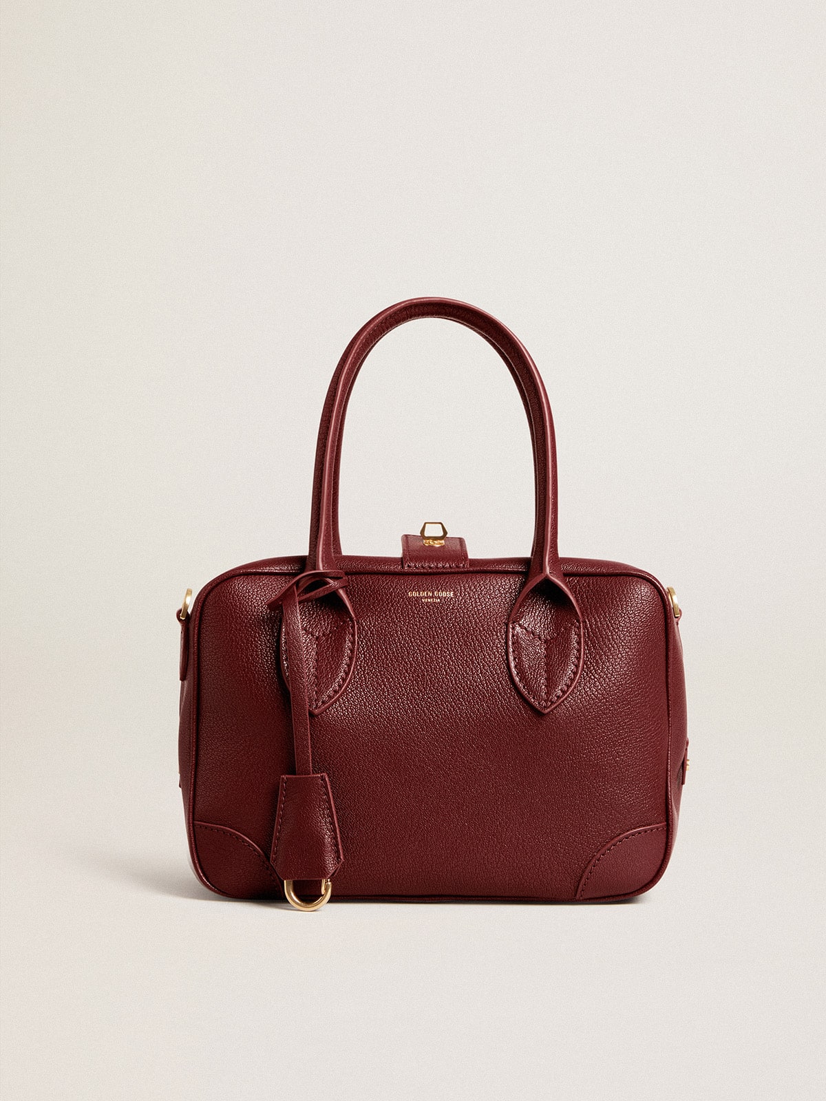 Golden Goose Vita Bag in burgundy leather with gold details