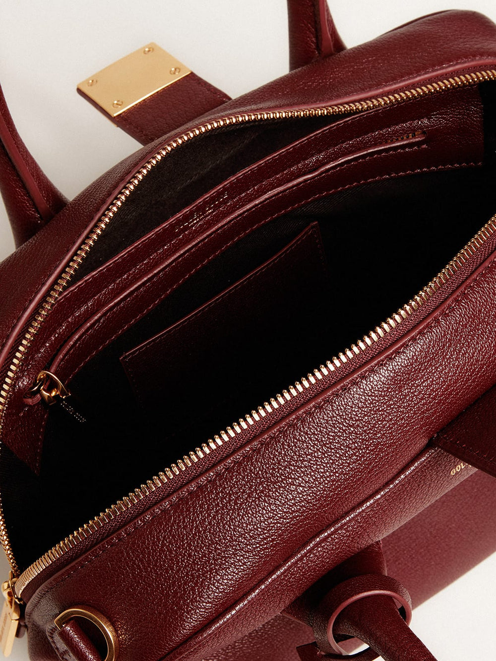 Golden Goose Vita Bag in burgundy leather with gold details
