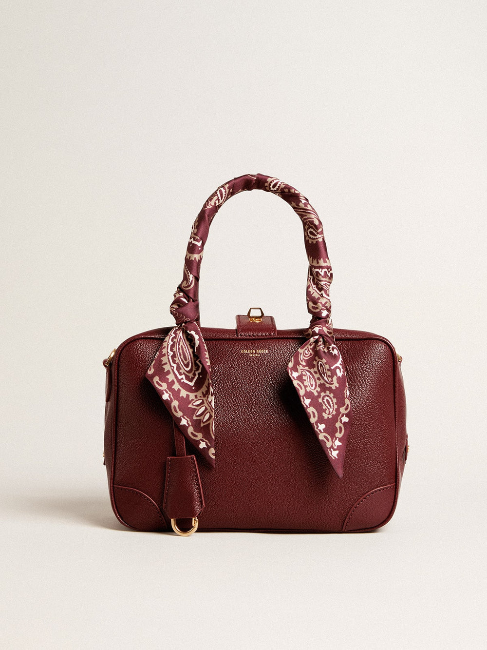 Golden Goose Vita Bag in burgundy leather with gold details