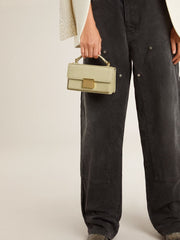 Golden Goose Small Venezia Bag in light green python-print leather with gold details