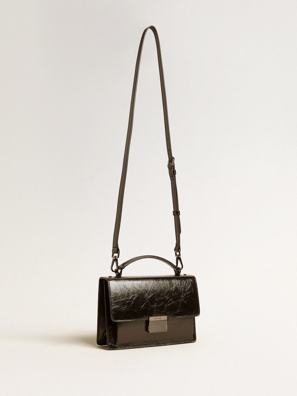 Golden Goose Venezia Bag in black metallic leather with black details