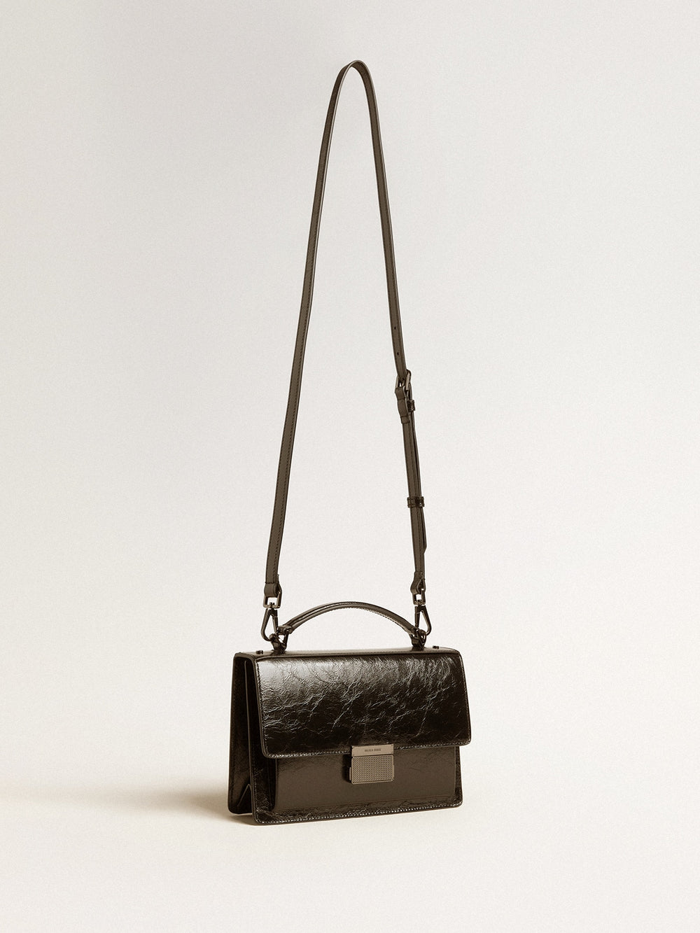 Golden Goose Venezia Bag in black metallic leather with black details