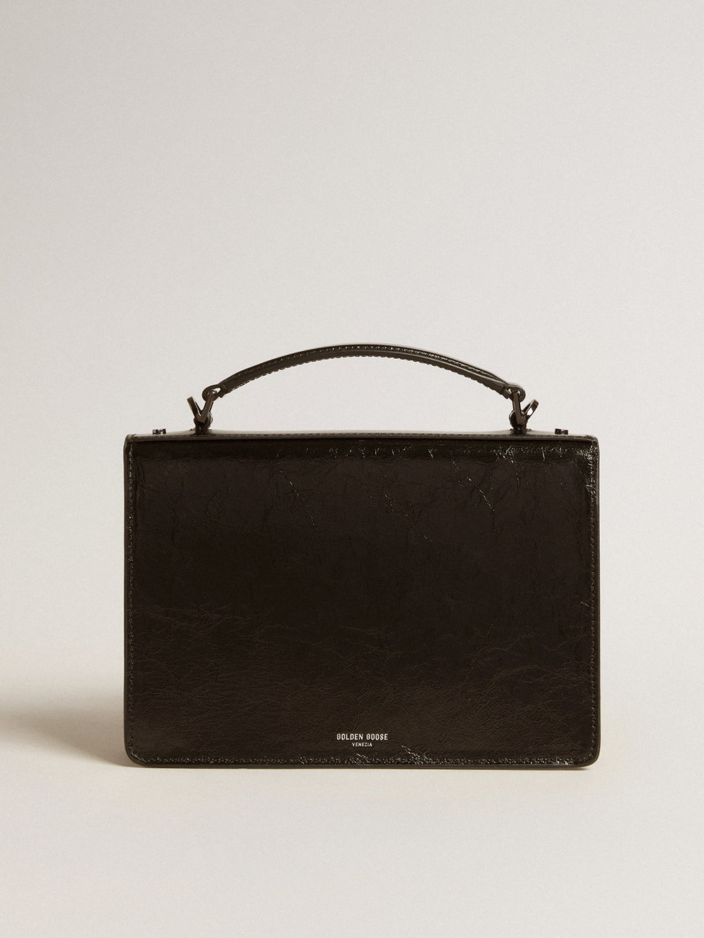 Golden Goose Venezia Bag in black metallic leather with black details