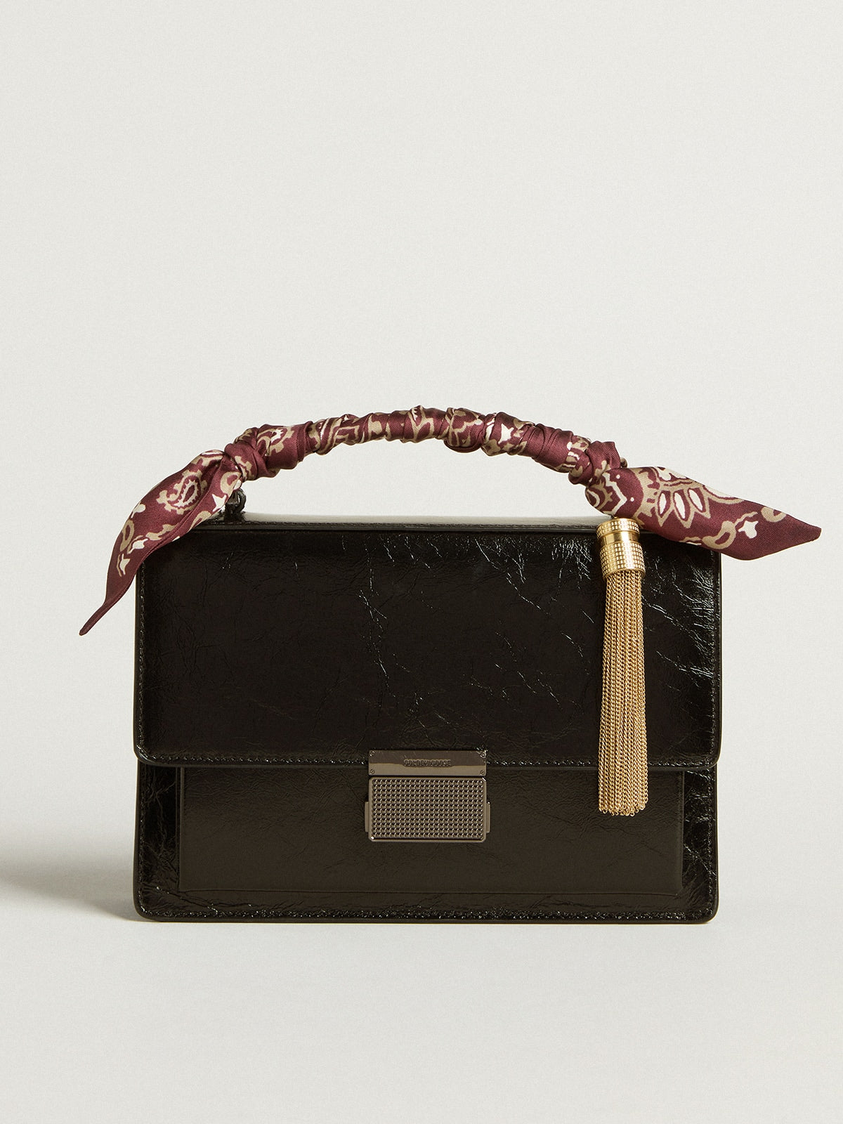 Golden Goose Venezia Bag in black metallic leather with black details