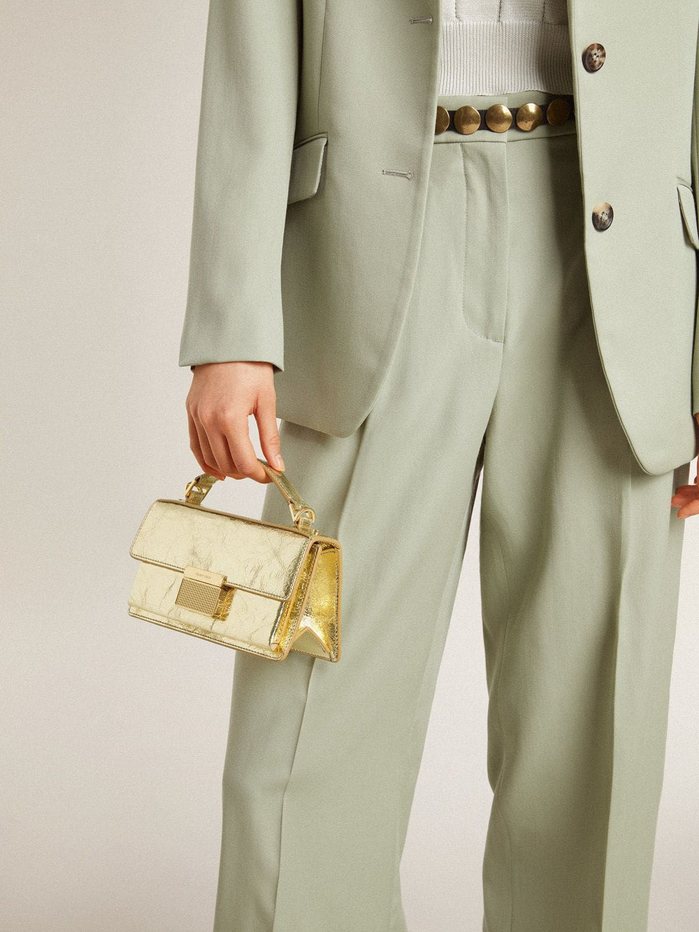 Golden Goose Small Venezia Bag in gold metallic leather with gold details