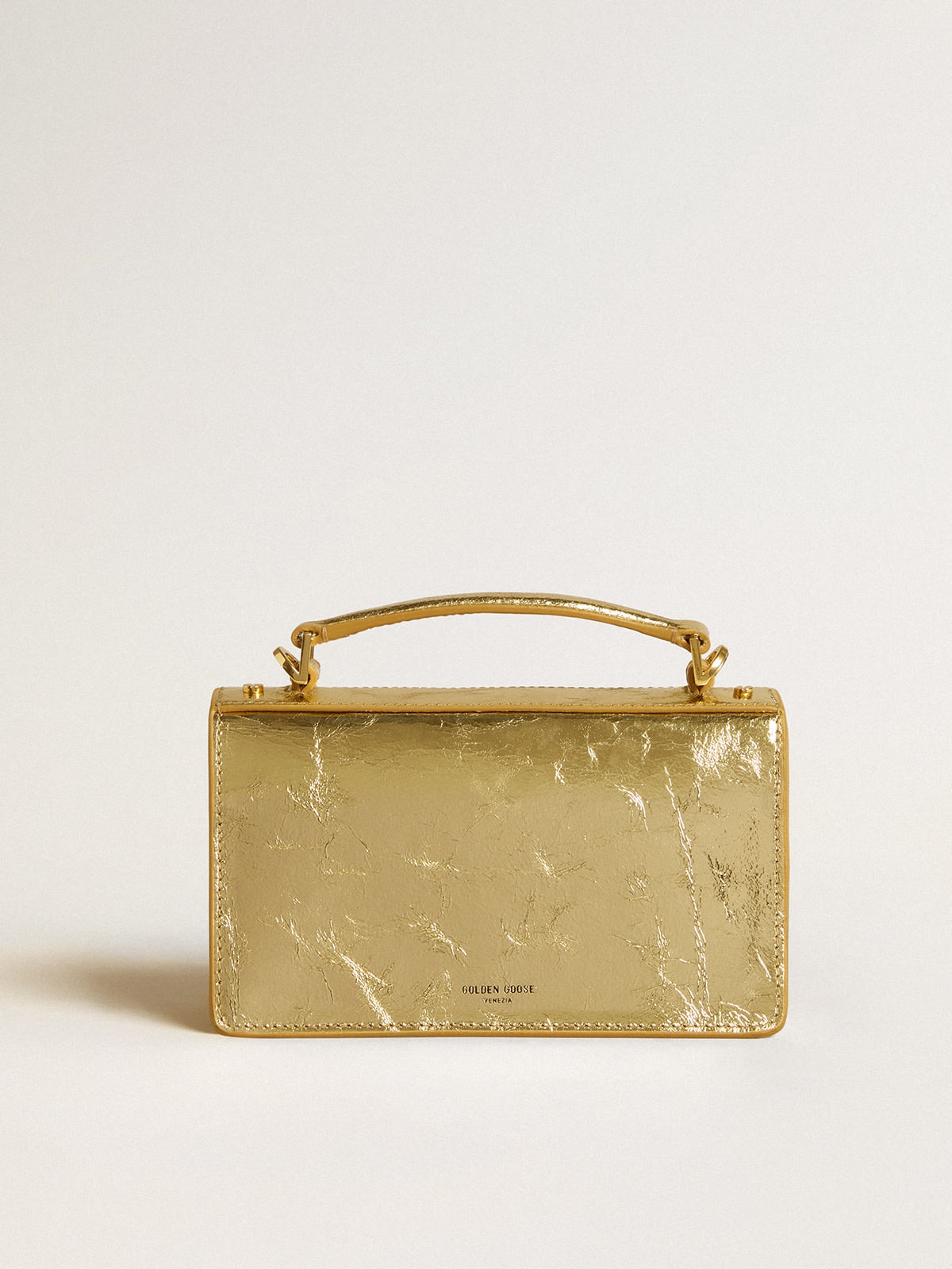 Golden Goose Small Venezia Bag in gold metallic leather with gold details