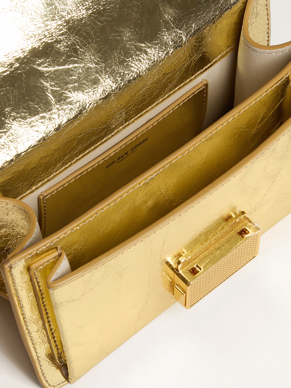 Golden Goose Small Venezia Bag in gold metallic leather with gold details