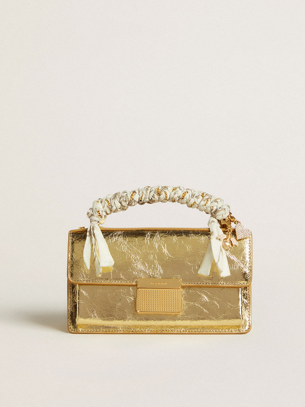 Golden Goose Small Venezia Bag in gold metallic leather with gold details