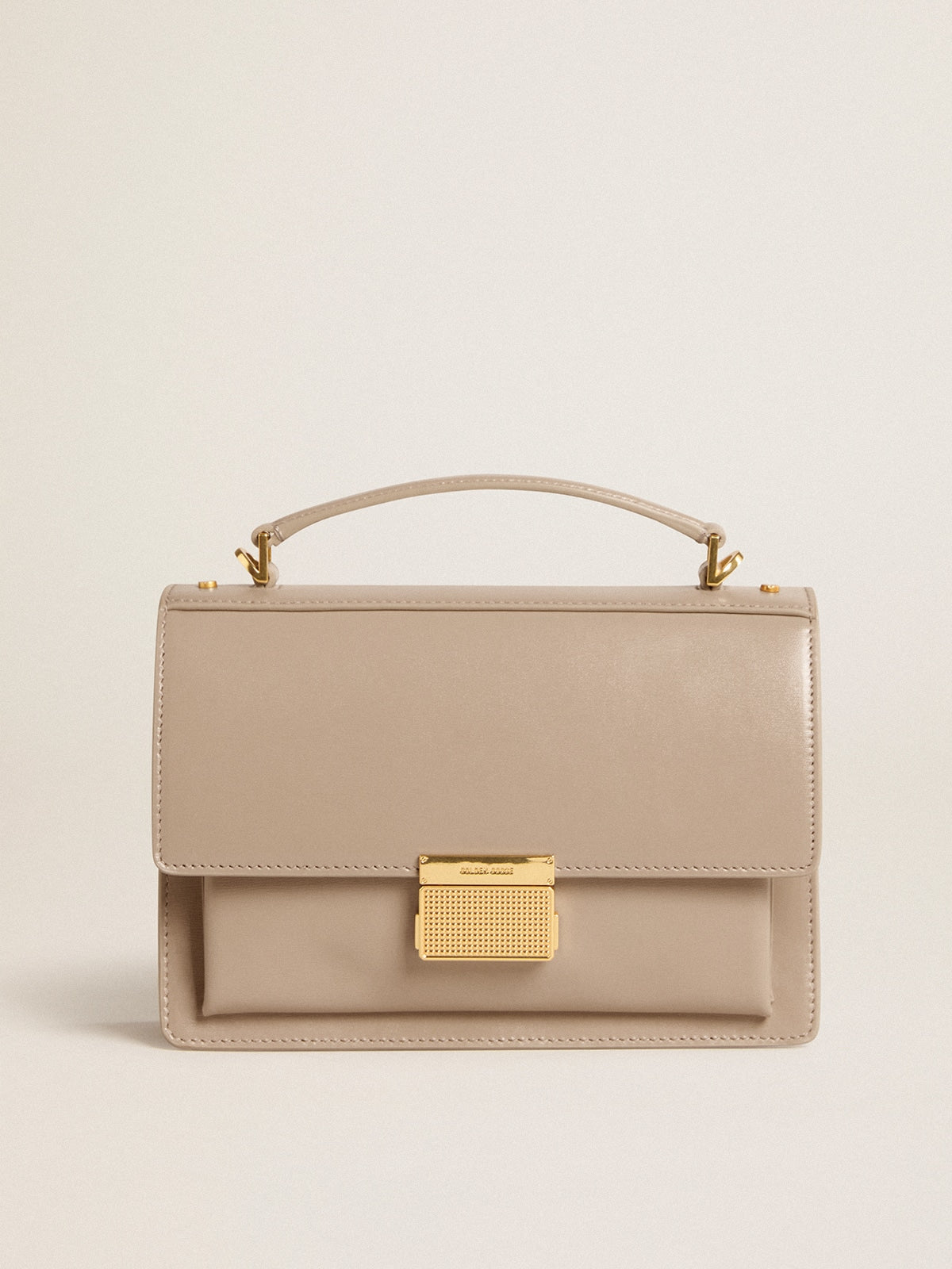 Golden Goose Venezia Bag in beige boarded leather with gold details