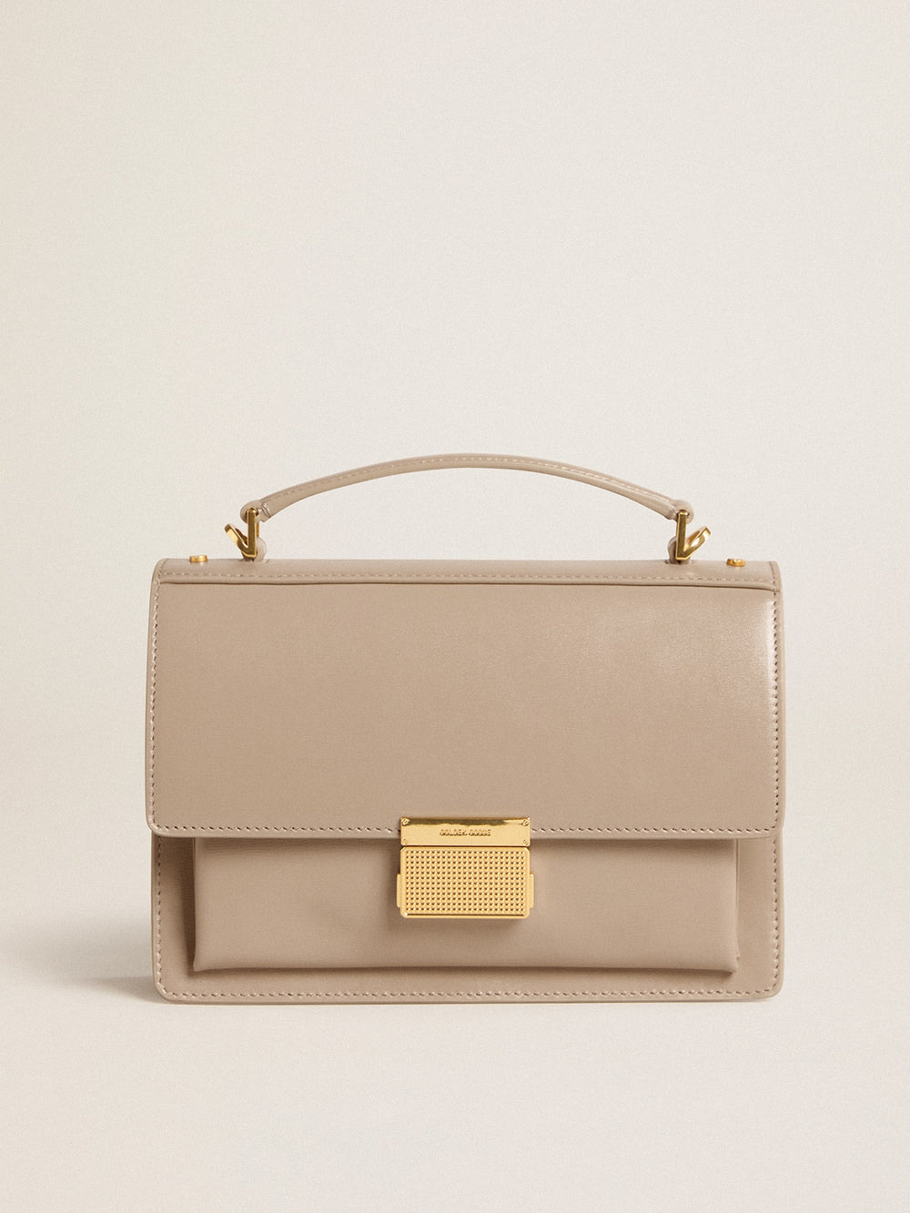 Golden Goose Venezia Bag in beige boarded leather with gold details