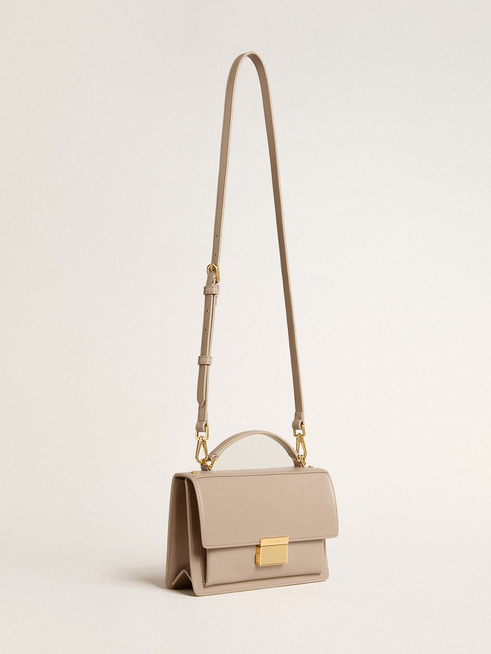 Golden Goose Venezia Bag in beige boarded leather with gold details