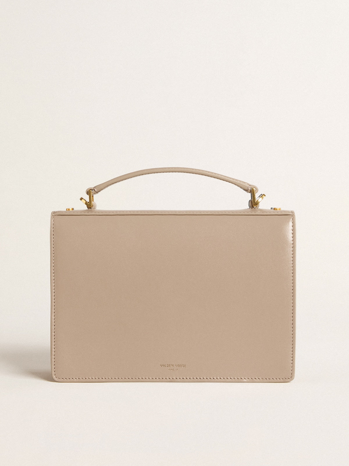 Golden Goose Venezia Bag in beige boarded leather with gold details