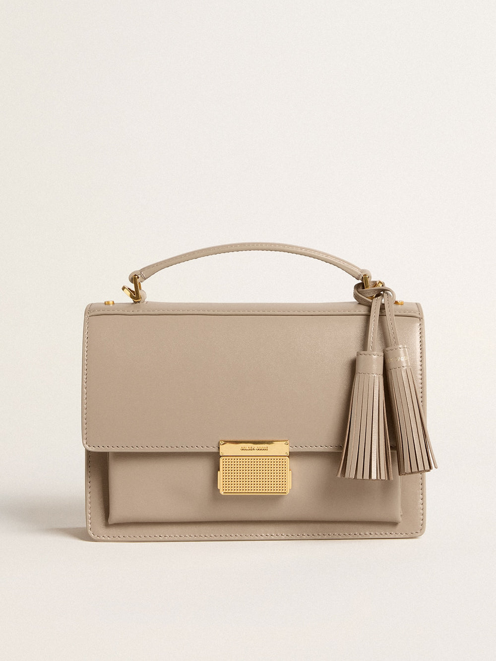 Golden Goose Venezia Bag in beige boarded leather with gold details